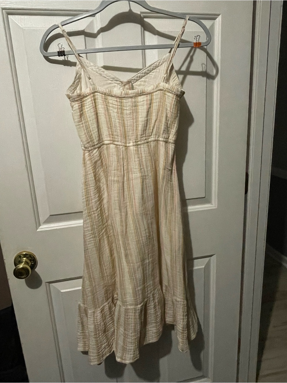 aerie Striped Sleeveless Midi Dress in Yellow and Cream - Picture 3 of 5